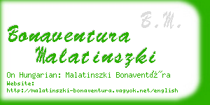 bonaventura malatinszki business card